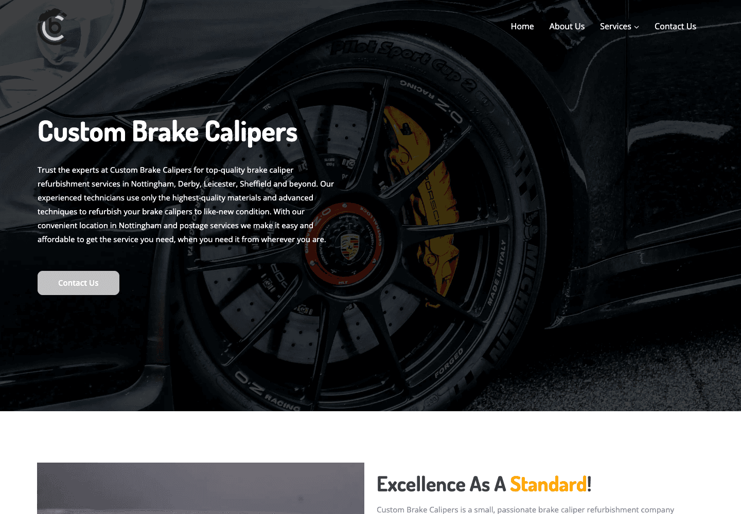 Custom Brake Calipers website homepage